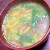 ナメコとかき菜の味噌汁。